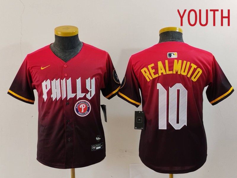Youth Philadelphia Phillies #10 Realmuto Red City Edition 2024 Nike MLB Jersey style 5